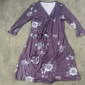 Lularoe Michelle Floral Wrap Dress in Purple and White Size S
